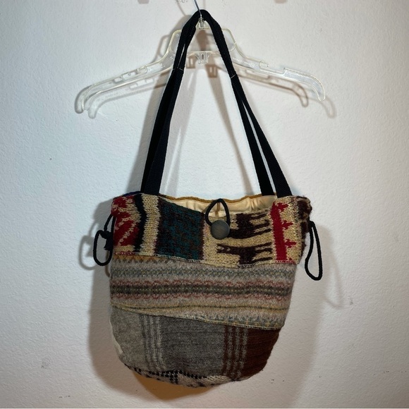 Boho Artistic Patchwork Sweater Bag – One-of-a-Kind Upcycled Susan Todd Tote - Picture 7 of 16
